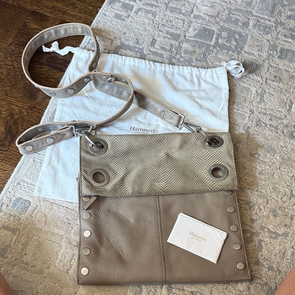 Hammitt Taupe/Beige Crossbody w/storage bag, authentic card, & 2 straps